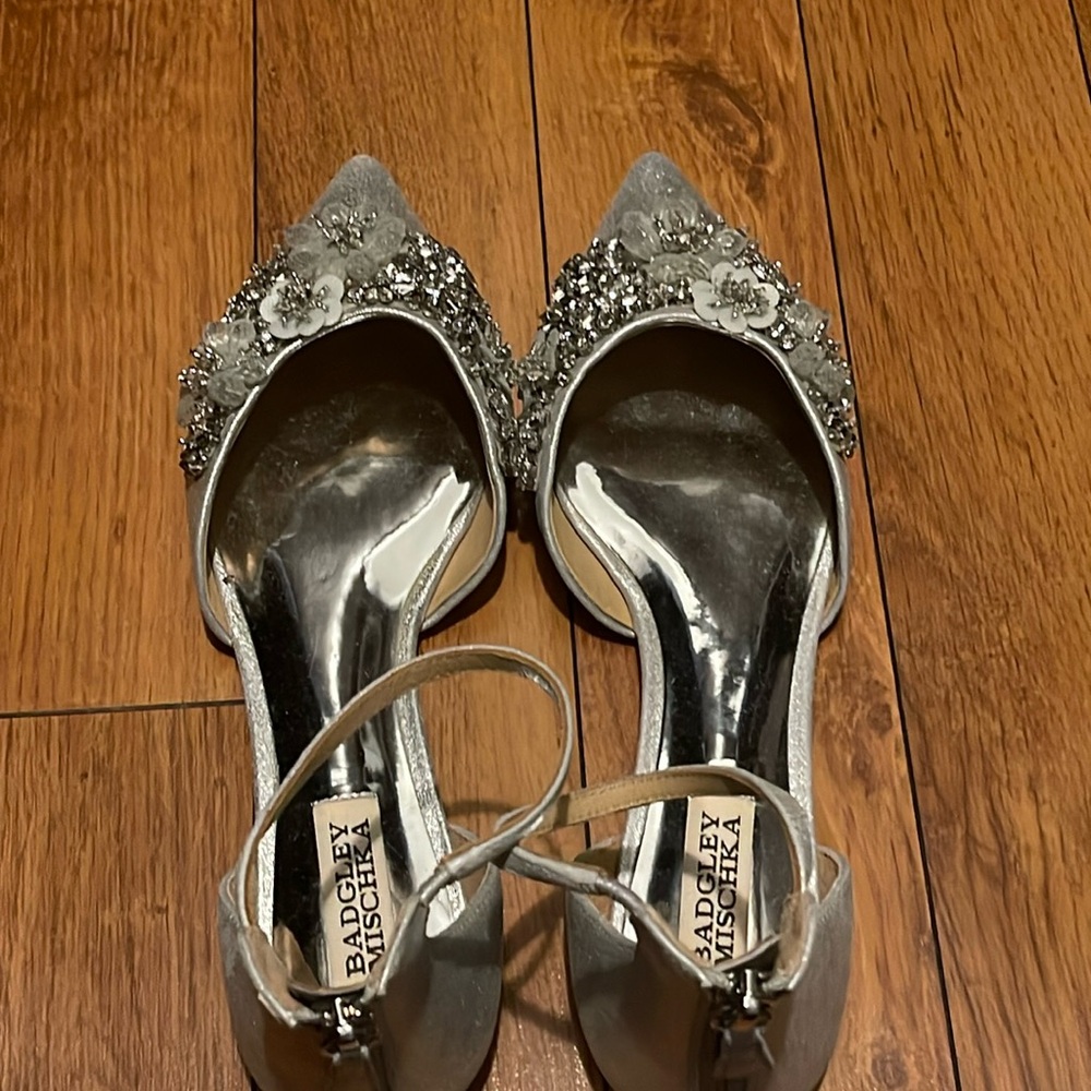 Badgley Mishka ankle strap, sandal embellished